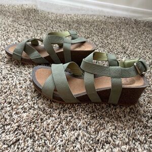 Teva Olive Green Strappy Wedge Sandals